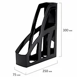 Лоток вертикальный для бумаг BRAUBERG FILE 250х75х300 мм черный, фото 4