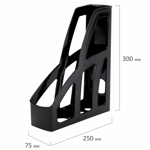 Лоток вертикальный для бумаг BRAUBERG FILE 250х75х300 мм черный - фото 4 - id-p224300718