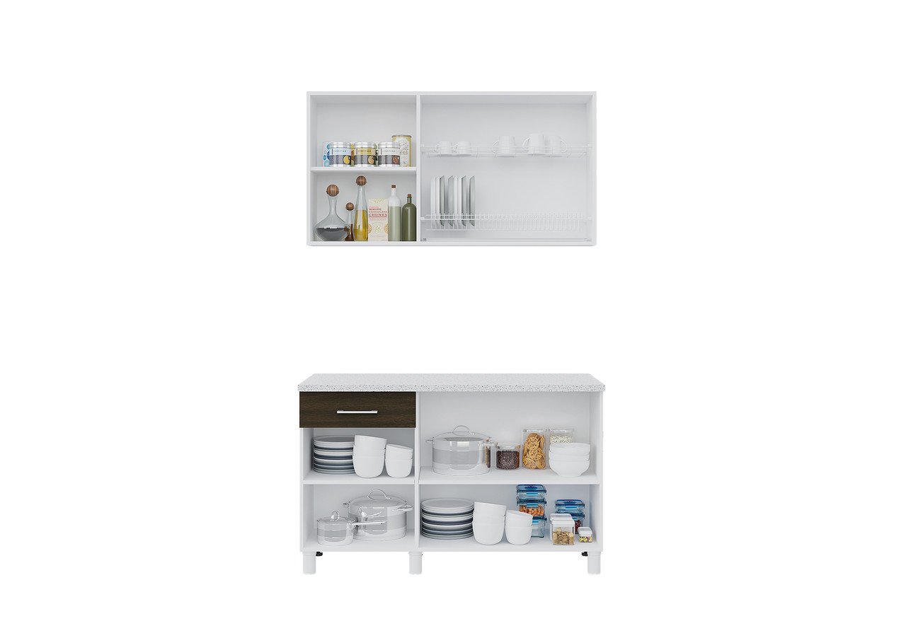 Кухонный гарнитур Trend 1.3м - Бетон лайт/Белый эмалит (Горизонт) - фото 5 - id-p224397317