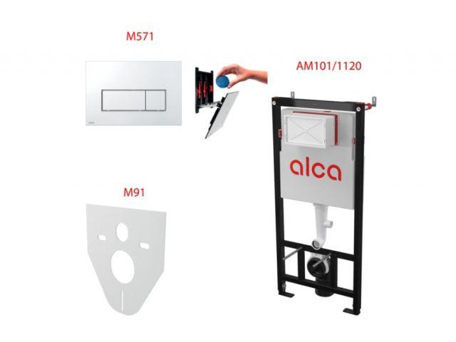 Инсталляционный сет 4 в 1 с кнопкой M571, Alca (Alcaplast) - фото 1 - id-p222702977