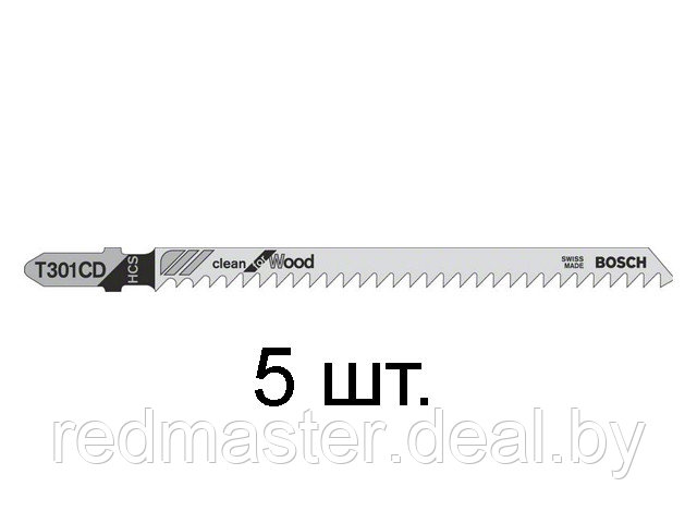 Пилка лобзиковая по дереву, T301CD, 5 шт., BOSCH 2608637590