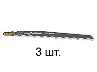 Пилка лобзиковая по мягким матер. T313AW (3 шт.) (пропил прямой, тонкий, волнистый край ножа) BOSCH
