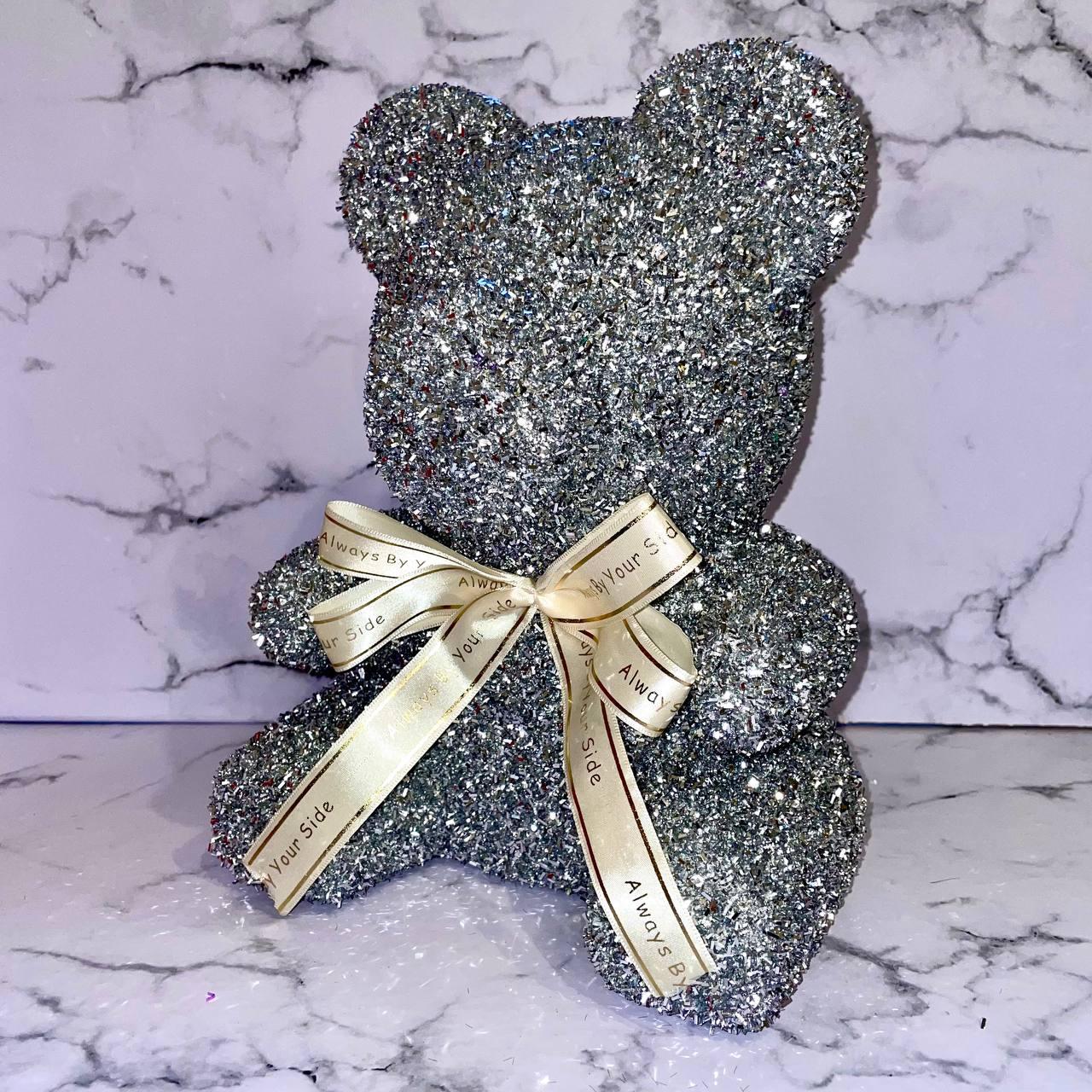 Подарочный Медведь блестящий 25 см. / Мишка из блесток в прозрачной пластиковой упаковке - фото 4 - id-p224406926