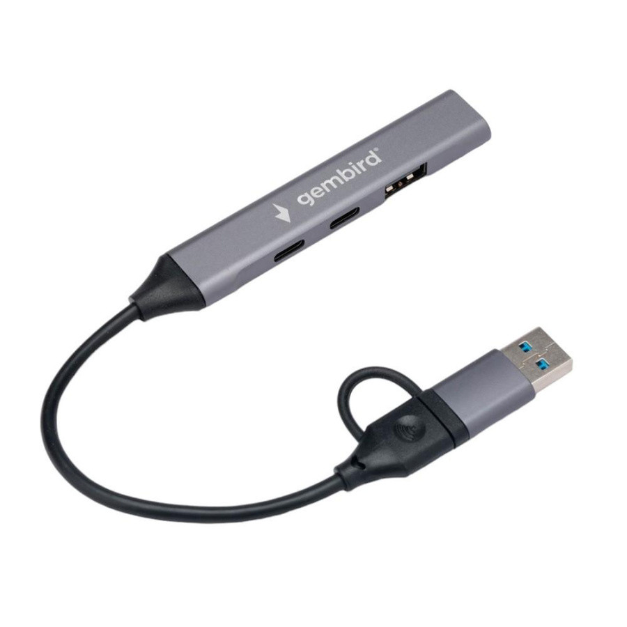 Разветвитель USB 3.0/2.0 Gembird, 4 порта: 2xType-C, 1xUSB 3.0, 1xUSB 2.0, кабель Type-C+USB (UHB-C444) - фото 1 - id-p224407212