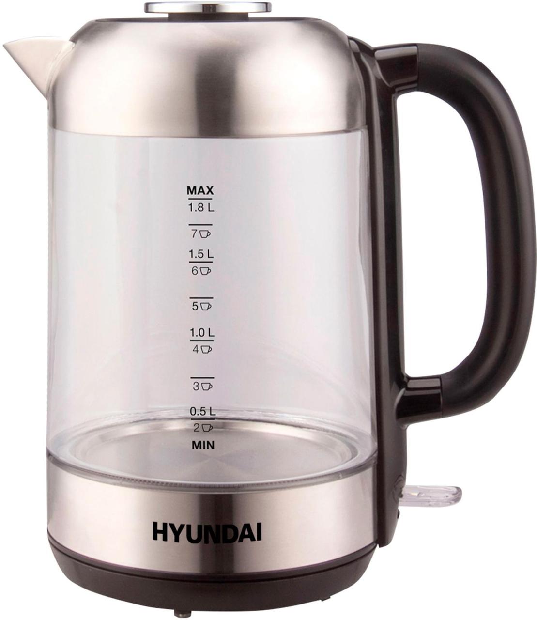 Чайник электрический Hyundai HYK-G4034 1.8л. 2200Вт черный/прозрачный (корпус: стекло) - фото 1 - id-p224408485