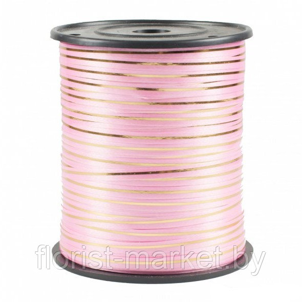 Лента полипропиленовая 0,5 см х 250 ярд., розовый с золотом - фото 1 - id-p224404046