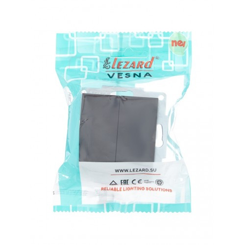 Выключатель 2-клавишный Lezard Vesna чёрный бархат - фото 3 - id-p224411168