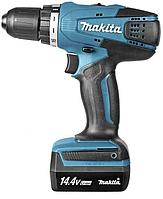 Makita DF347DWLE Дрель ак,{14.4В,2х1.5Ач Li-ion,БЗП-10мм,0-400\0-1400об\м,30\15Нм,1.4кг,чем,фонарь,G-серия}