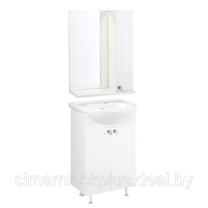 Комплект мебели для ванной: "Викотория 55" правый: Тумба + раковина "Стиль 55"+ зеркало-шкаф - фото 1 - id-p224414115