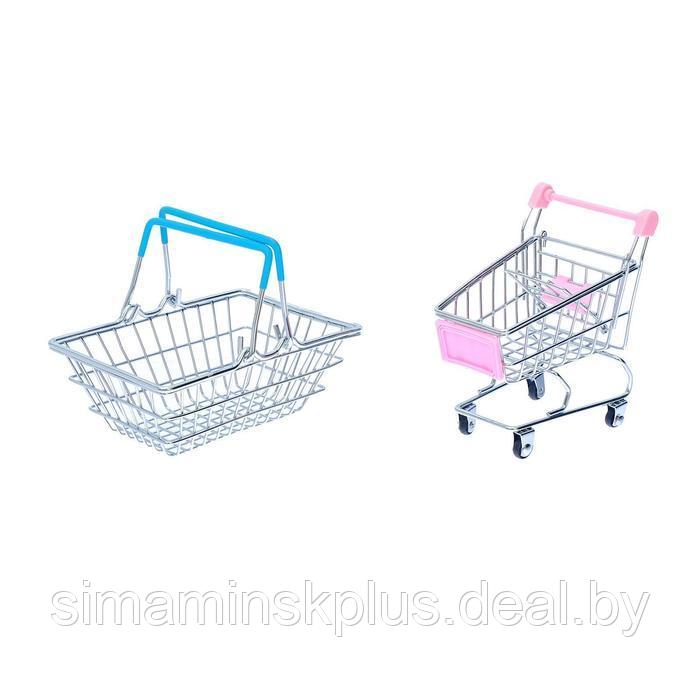 Набор для покупок «Мини-магазин» с корзинкой и тележкой - фото 1 - id-p224414311