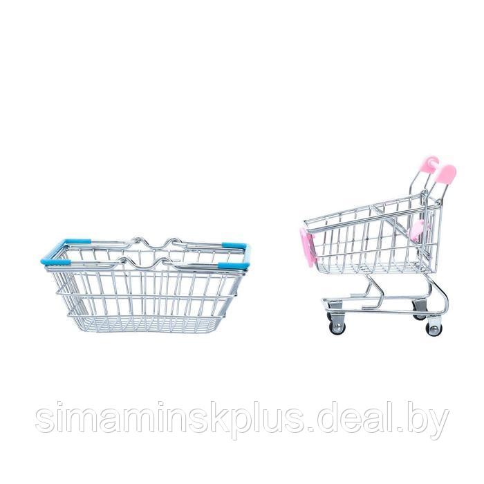 Набор для покупок «Мини-магазин» с корзинкой и тележкой - фото 2 - id-p224414311