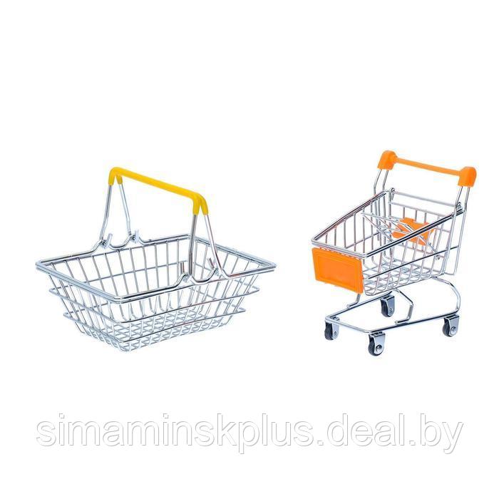 Набор для покупок «Мини-магазин» с корзинкой и тележкой - фото 5 - id-p224414311