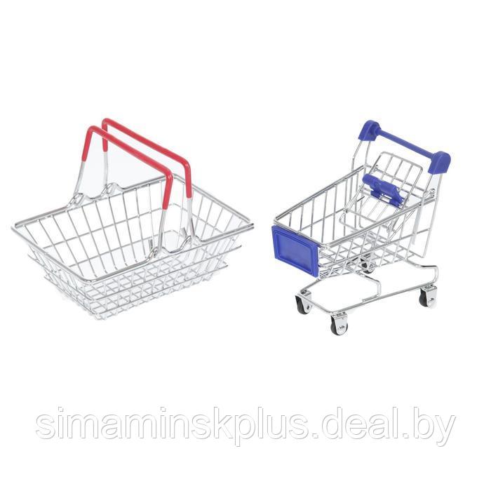 Набор для покупок «Мини-магазин» с корзинкой и тележкой - фото 7 - id-p224414311