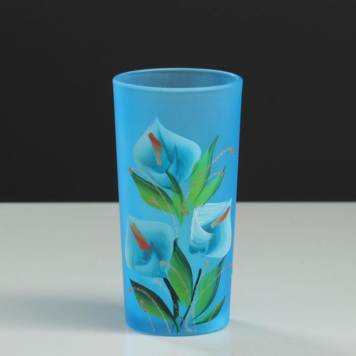 Набор для сока с подносом "Каллы" художественная роспись, 6 стаканов 1250/200 мл, синий - фото 6 - id-p224415771