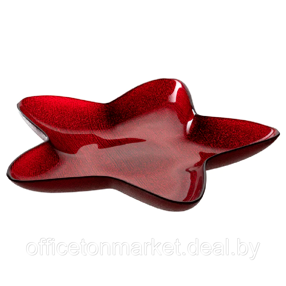 Тарелка-звезда стеклянная "Autentico", 29 см, красный - фото 1 - id-p224400964