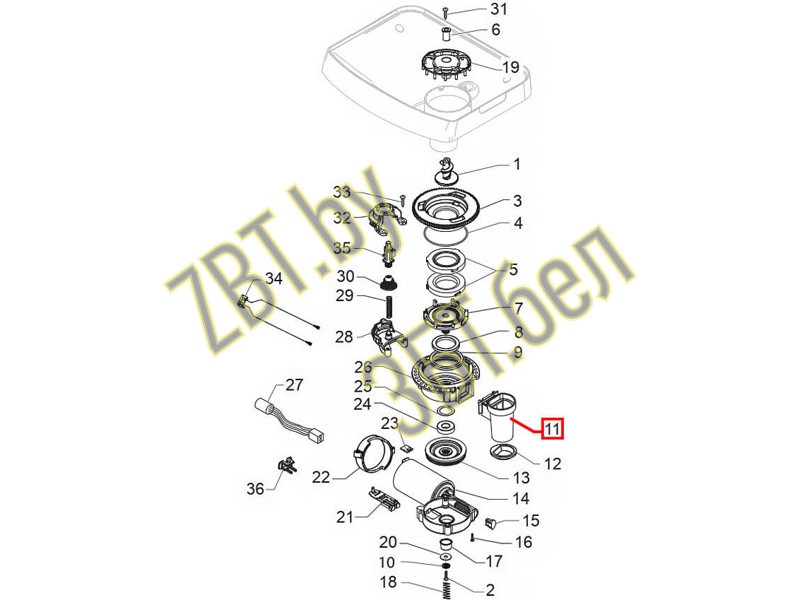 Кофевод из чёрного пластика для горизонтальной кофемолки кофемашин Saeco 996530068049 - фото 6 - id-p224416654