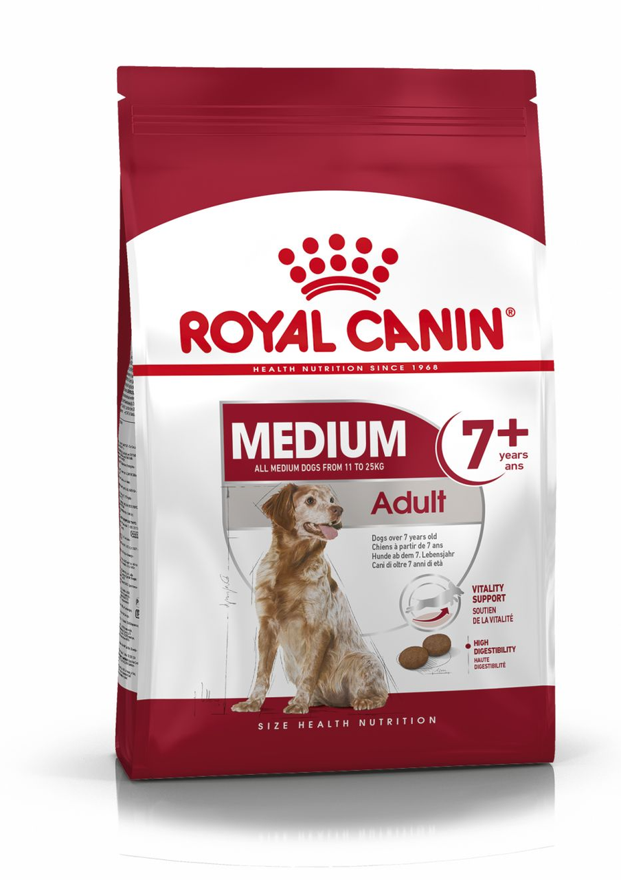 Сухой корм Royal Canin Medium Adult 7+ для взрослых собак средних размеров старше 7 лет 4кг.