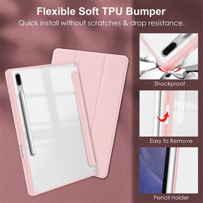 Защитный чехол Acrylic TPU Case с креплением для стилуса светло-розовый для Samsung Galaxy Tab S9 Plus 5G - фото 4 - id-p224419248
