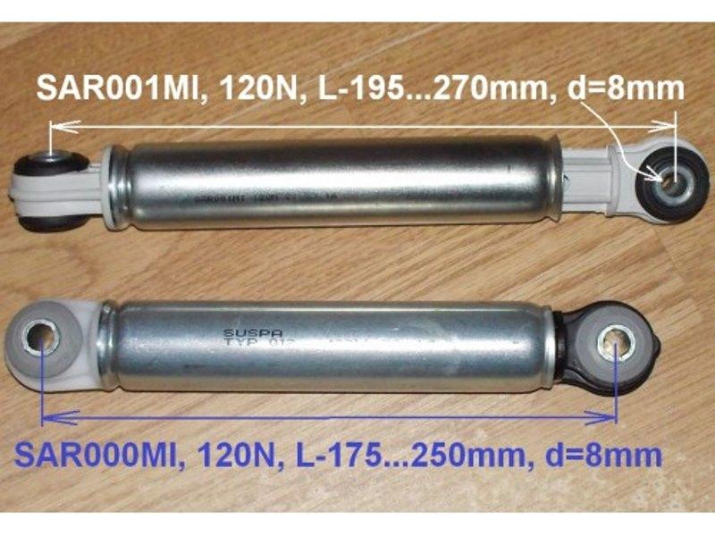 Амортизатор для стиральной машины Miele, Bosch SAR001MI (AN-SA 120N, L-187 270mm, втулка 8x24, SAR000MI, - фото 5 - id-p224419140