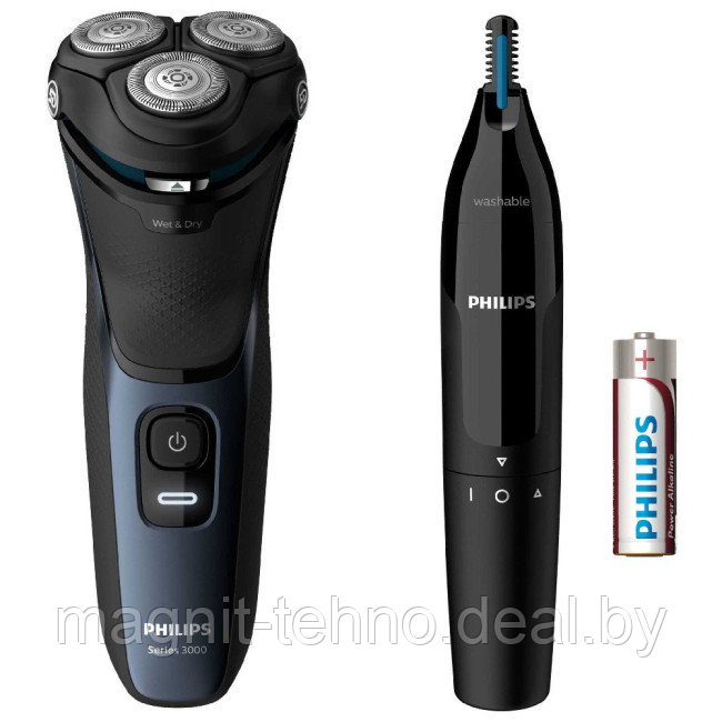 Электробритва Philips S3134/57 Series 3000 + триммер для носа