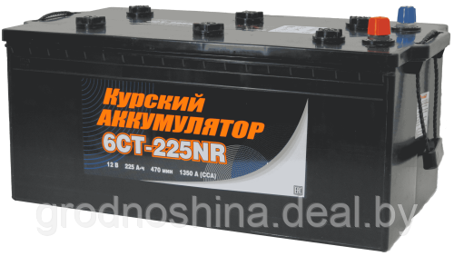 Аккумулятор КУРСКИЙ АККУМУЛЯТОР 6СТ-225  (225 Ah), +-, 1350а, 518х274х223 мм.