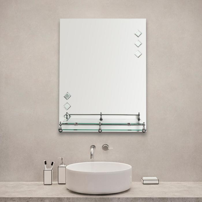 Зеркало в ванную комнату Ассоona, 60×45 см, A616, 1 полка - фото 1 - id-p224424058