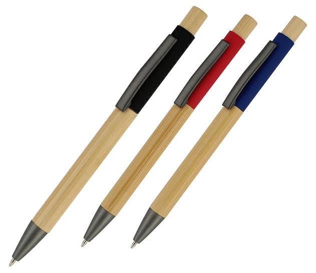 Ручка "Авалон" с корпусом из бамбука и софт-тач вставкой