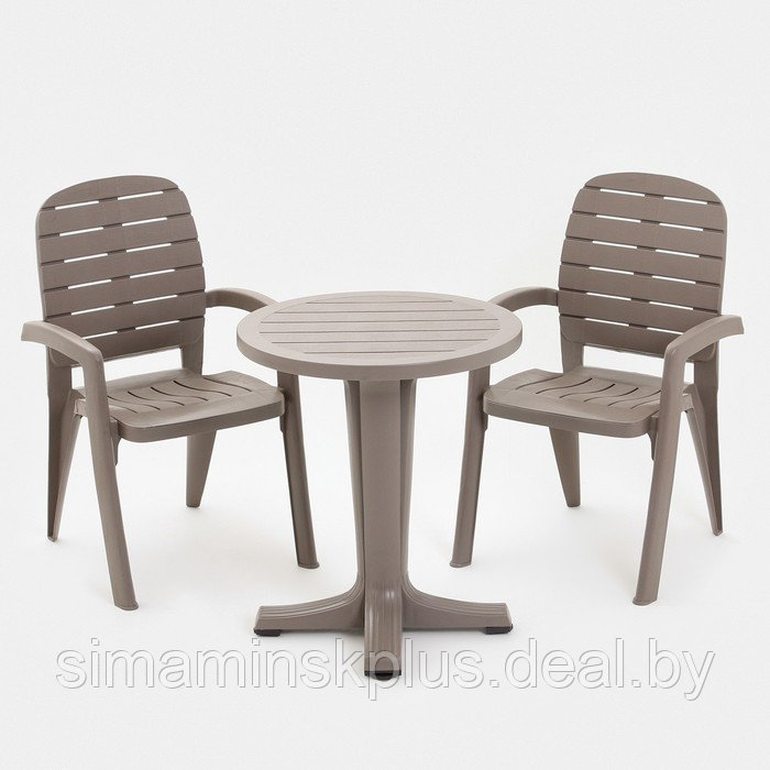 Набор садовой мебели "Прованс": стол круглый диаметр 65 см + 2 кресла, мокко - фото 1 - id-p224425283