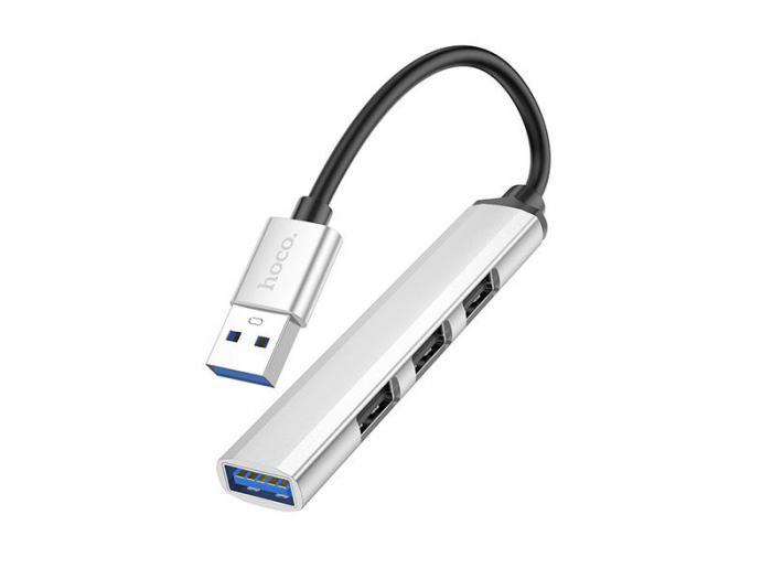 Хаб USB Hoco HB26 3xUSB 2.0/1xUSB 3.0 Silver 6931474765451 - фото 1 - id-p224425461