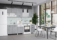 Кухонный гарнитур Trend 1.7м (1.3м+0.4м) ЛДСП - Бетон/Белый (Горизонт)