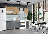 Кухонный гарнитур Trend 1.7м (1.3м+0.4м) ЛДСП - Дуб золотой/Серый графит (Горизонт)