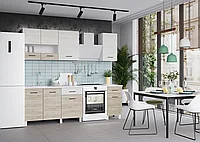 Кухонный гарнитур Trend 1.7м (1.3м+0.4м) ЛДСП - Крафт белый/Крафт серый (Горизонт)
