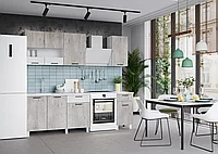 Кухонный гарнитур Trend 1.7м (1.3м+0.4м) - Бетон лайт/Белый эмалит (Горизонт)