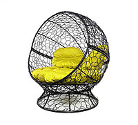 Кресло садовое M-Group Апельсин 11520411 черный ротанг желтая подушка