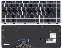 Клавиатура для ноутбука HP EliteBook Folio 1040 G1 1040 G2, чёрная, с подсветкой, с серой рамкой, RU