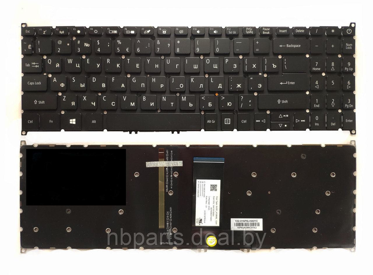 Клавиатура для ноутбука ACER Swift 3 SF315, чёрная,  с подсветкой, RU
