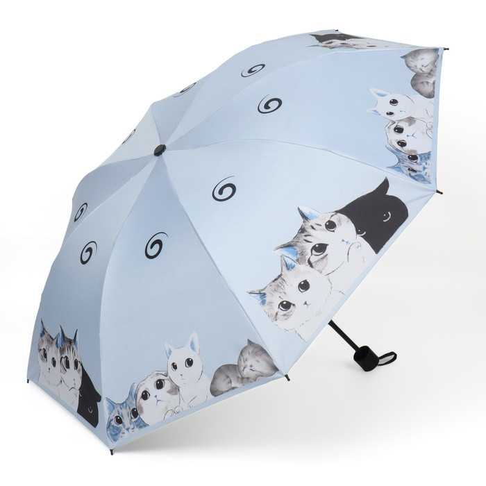 Зонт механический «Котики», эпонж, 4 сложения, 8 спиц, R = 47 см, цвет МИКС - фото 1 - id-p224430207