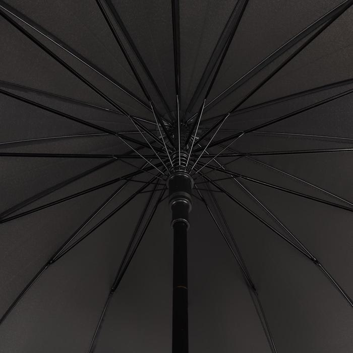 Зонт - трость полуавтоматический «Однотонный», 16 спиц, R = 59 см, цвет чёрный - фото 3 - id-p224430222