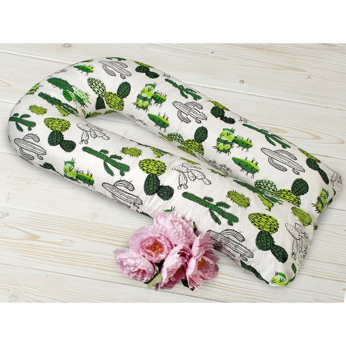Подушка WB для беременных U-образная, размер 35 × 340 см, принт кактусы - фото 1 - id-p224430454