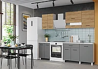 Кухонный гарнитур Trend 1.8м (0.6м+1.2м) ЛДСП - Дуб золотой/Серый графит (Горизонт)