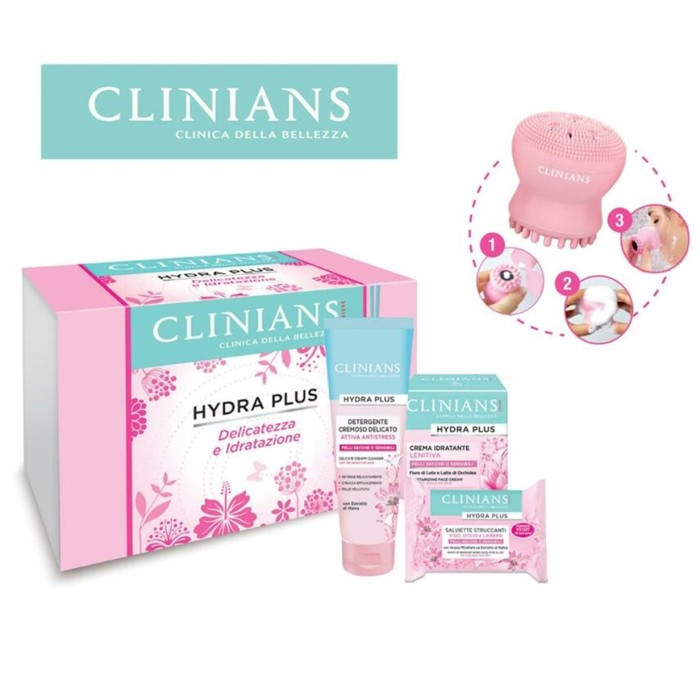Подарочный набор женский Clinians Hydra Plus:Крем+Гель для умывания+Салфетки+Щетка для лица - фото 1 - id-p224430848