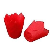 Форма бумажная Тюльпан 50*80 мм, упаковка 200 штук, красная