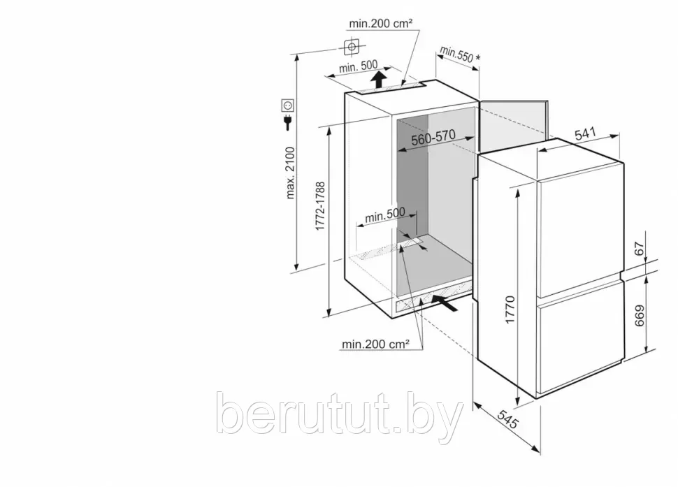 Встраиваемый холодильник с морозильником Liebherr ICSe 5103 Pure - фото 3 - id-p224434357