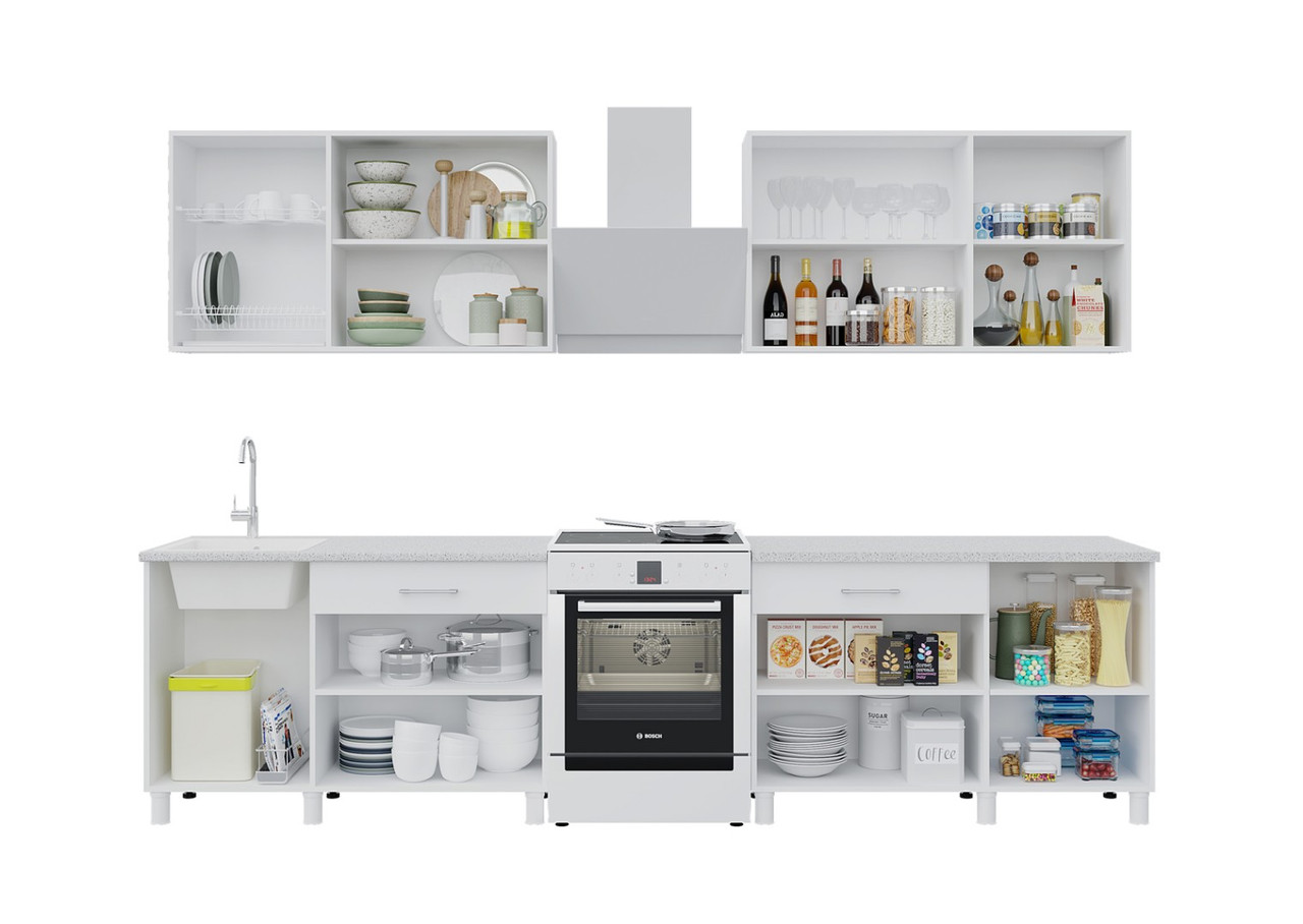 Кухонный гарнитур Trend 2.4м (1.2м+1.2м) ЛДСП - Белый/Сонома (Горизонт) - фото 5 - id-p224434829