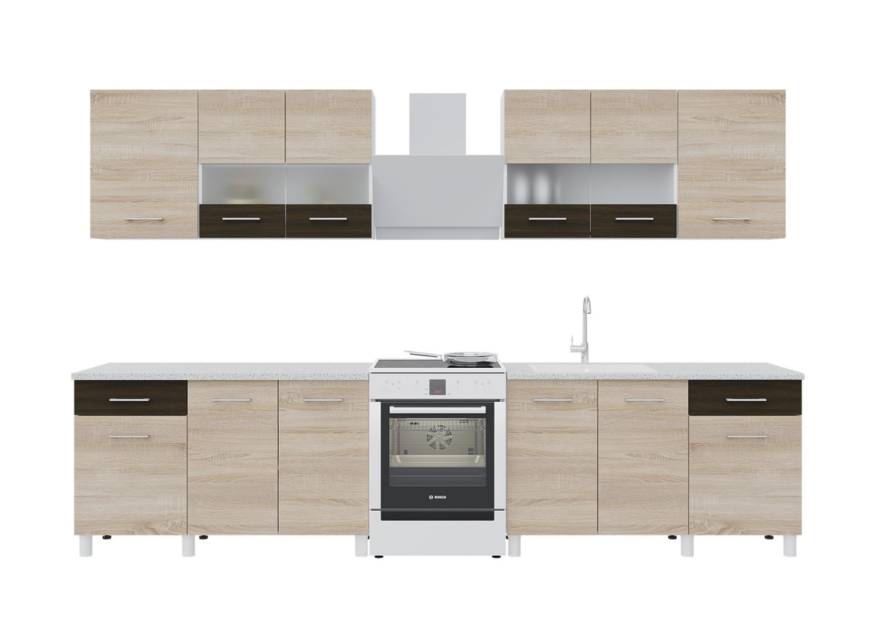 Кухонный гарнитур Trend 2.6м (1.3м+1.3м) ЛДСП - Сонома/Венге (Горизонт) - фото 3 - id-p224435500