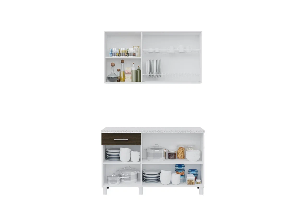 Кухонный гарнитур Trend 2.6м (1.3м+1.3м) - Мрамор милк/Холст латте (Горизонт) - фото 4 - id-p224435992
