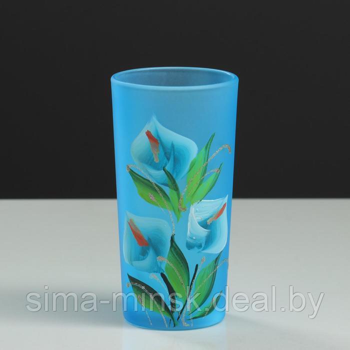 Набор для сока с подносом "Каллы" художественная роспись, 6 стаканов 1250/200 мл, синий - фото 6 - id-p224436582