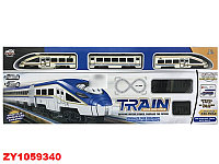 Детская железная дорога скоростной поезд 2 локомотива, пассажирский вагон, железнодорожное полотно ар.9006