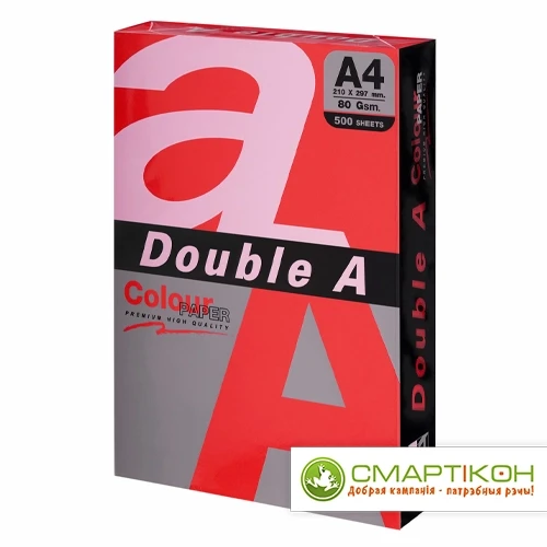 Бумага цветная DOUBLE A, А4, 80 г/м2, 500 л., интенсив, красная