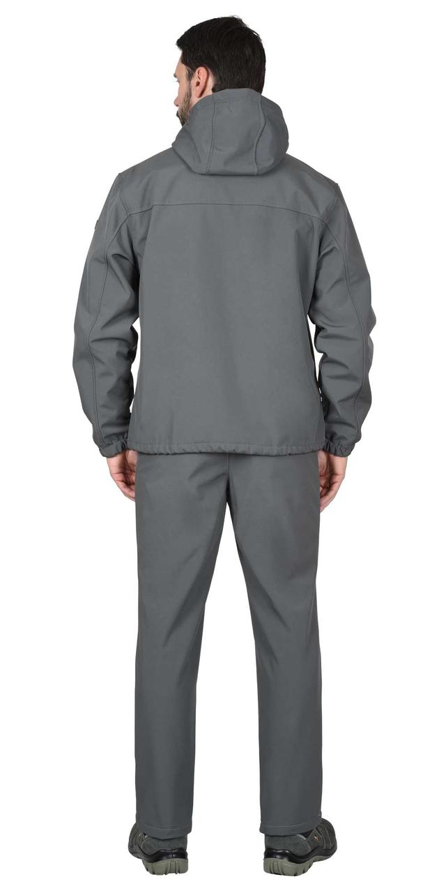 Куртка СИРИУС-АЗОВ с капюшоном серый софтшелл пл 350 г/кв.м - фото 2 - id-p224438338